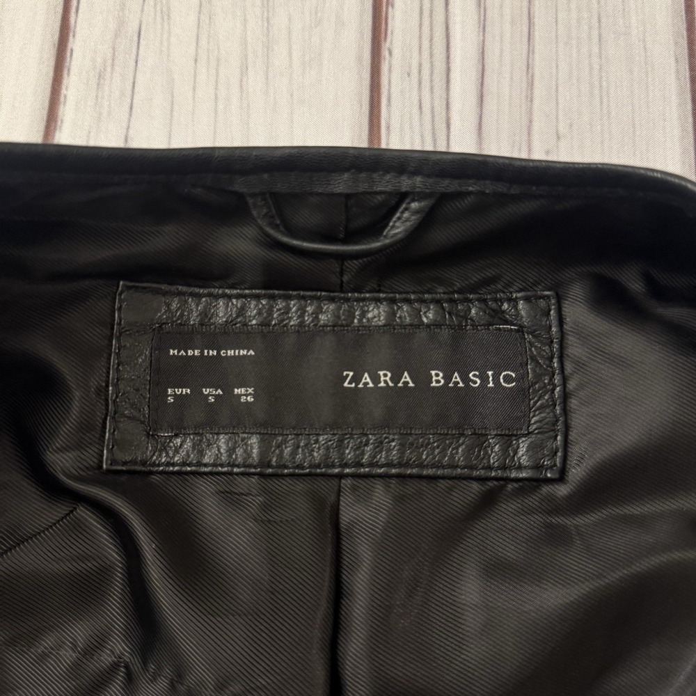 Zara Black‎ Lamb Leather Soft Quilted Size Small Jacket Zip Indie Rock Grunge - Picture 3 of 11
